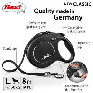 FLEXI pavadėlis šuniui New Classic L juostinis 8m, juodas - papildoma nuotrauka 2