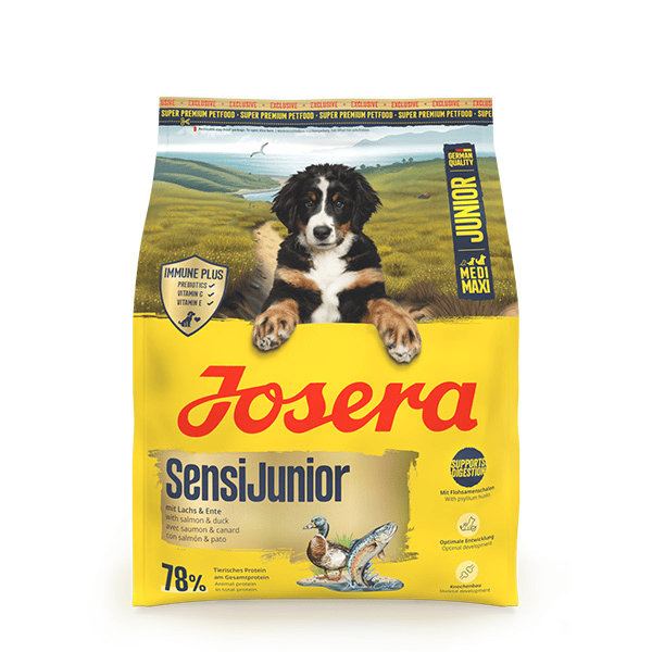 Josera SensiJunior sausas pašaras jautriems jauniems šunims su antiena ir lašiša, 900 g