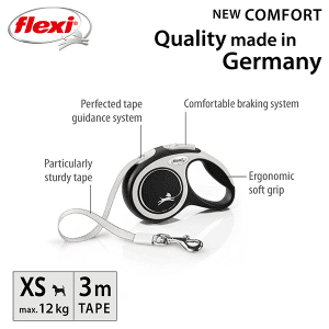 FLEXI pavadėlis šuniui New Comfort XS juostinis 3m, juodas - papildoma nuotrauka 2