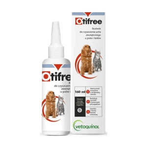 Otifree ausų valymo tirpalas šunims ir katėms, 160ml