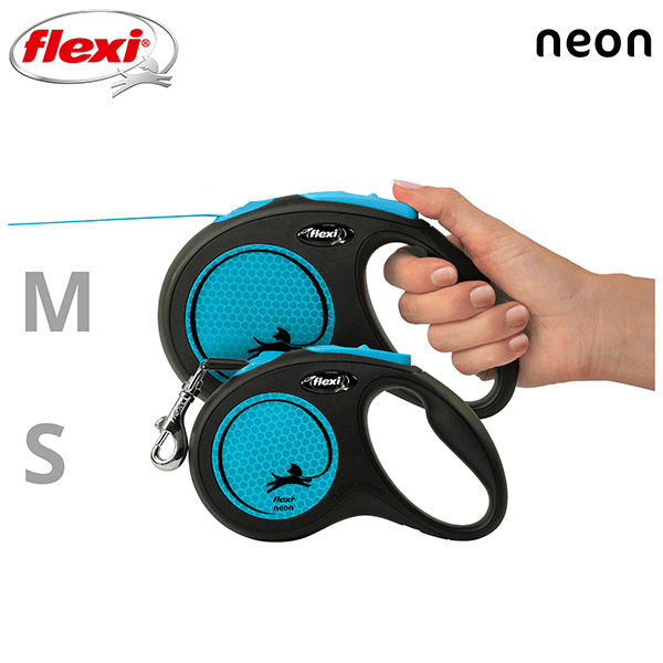 FLEXI pavadėlis šuniui New Neon S juostinis 5m, mėlynas - papildoma nuotrauka 5
