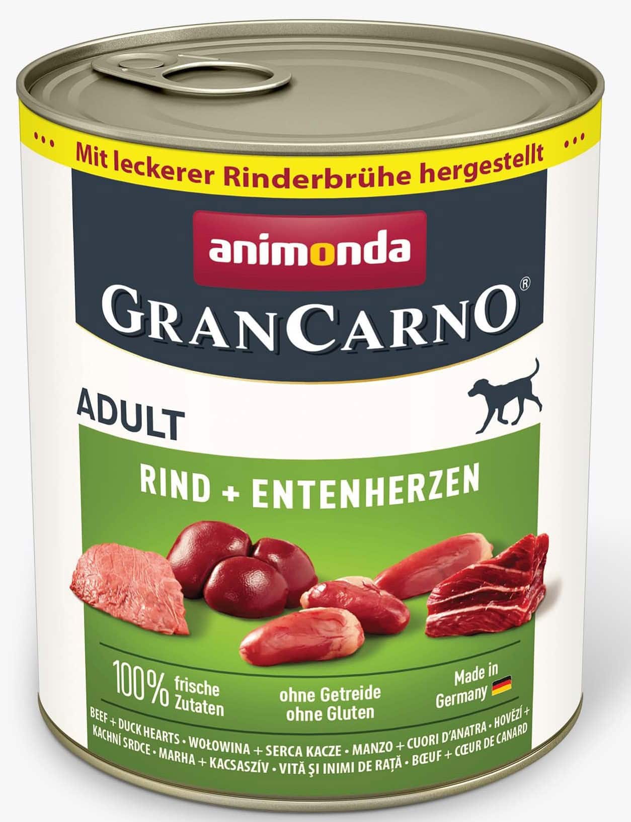 Animonda GranCarno Adult Beef + Duck Hearts: konservai suaugusiems šunims su jautiena ir ančių širdelėmis, 800 g - papildoma nuotrauka 2