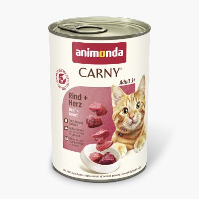 Animonda Carny Adult Beef + Heart – konservai katėms su šviežia jautiena ir širdimis, 400 g