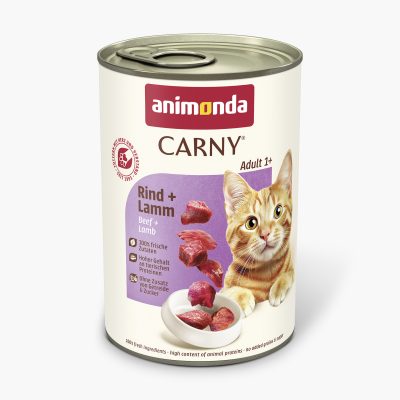 Animonda Carny Adult Beef + Lamb – konservai katėms su šviežia jautiena ir ėriena, 400 g