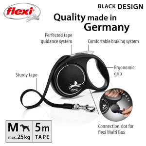 FLEXI pavadėlis šuniui Black Design M juostinis 5m, juodas - papildoma nuotrauka 2