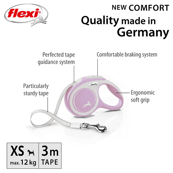 FLEXI pavadėlis šuniui New Comfort XS juostinis 3m, rožinis - papildoma nuotrauka 2