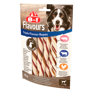 8in1 FLAVOURS trigubo skonio skanėstas šuniui, virvelės, 65g - papildoma nuotrauka 2