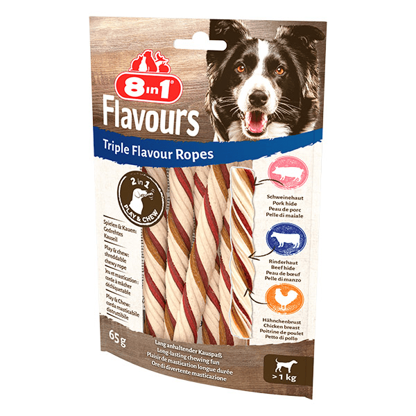 8in1 FLAVOURS trigubo skonio skanėstas šuniui, virvelės, 65g - papildoma nuotrauka 2