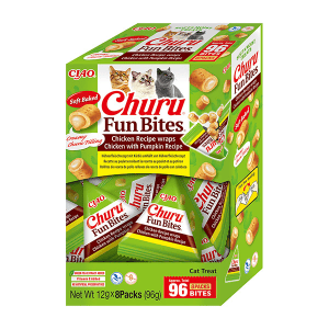 Churu Fun Bites skanėstas katėms su vištiena ir moliūgu suktinukai 96g
