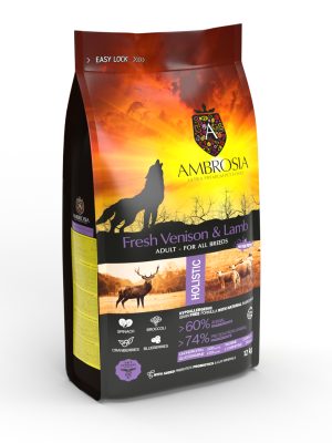 AMBROSIA begrūdis su ėriena ir šviežia elniena sausas maistas šunims, grain-free Lamb & Fresh Venison 12 kg - papildoma nuotrauka 3