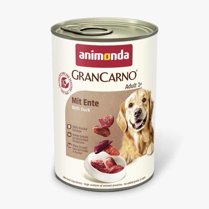 Animonda GranCarno Adult Duck: konservai suaugusiems šunims su šviežia antiena, 400 g - papildoma nuotrauka 3