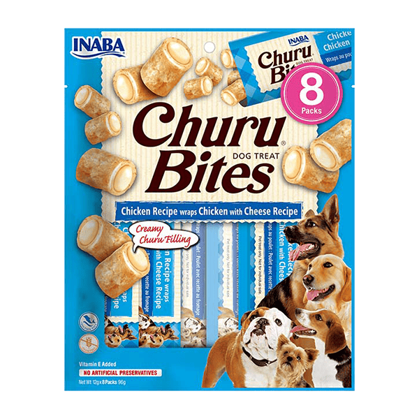 Churu Bites skanėstas šunims su vištiena ir sūriu, suktinukai, 8 vnt.