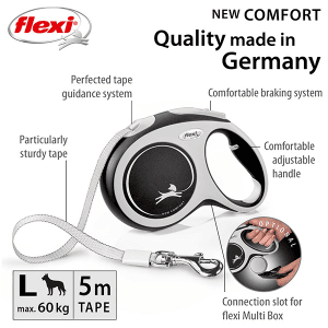 FLEXI pavadėlis šuniui New Comfort L juostinis 5m, juodas - papildoma nuotrauka 2