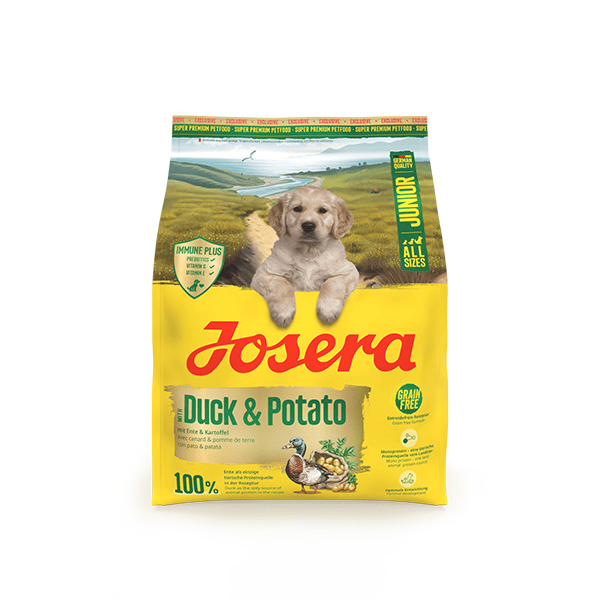 Josera Junior Duck + Potato A/S sausas pašaras šunims su antiena ir bulvėmis, 900 g