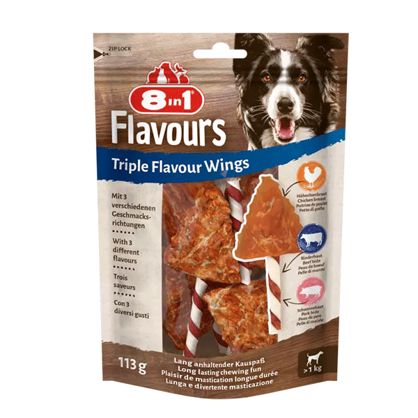 8in1 Flavours trigubo skonio sparneliai šunims, 6 vnt