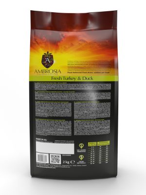 Ambrosia begrūdis su šviežia kalakutiena ir antiena sausas maistas šunims, Fresh Turkey & Duck 12kg - papildoma nuotrauka 4