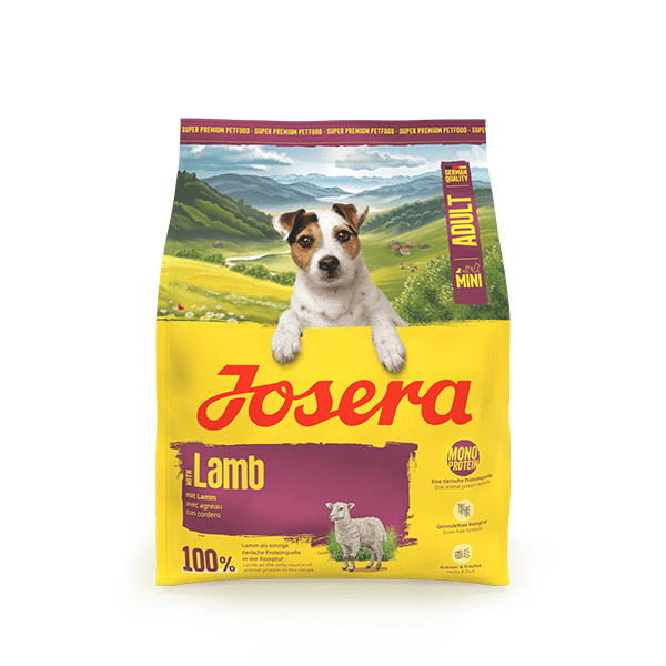 Josera Mini Lamb begrūdis sausas pašaras mažų veislių šunims su ėriena, 900 g