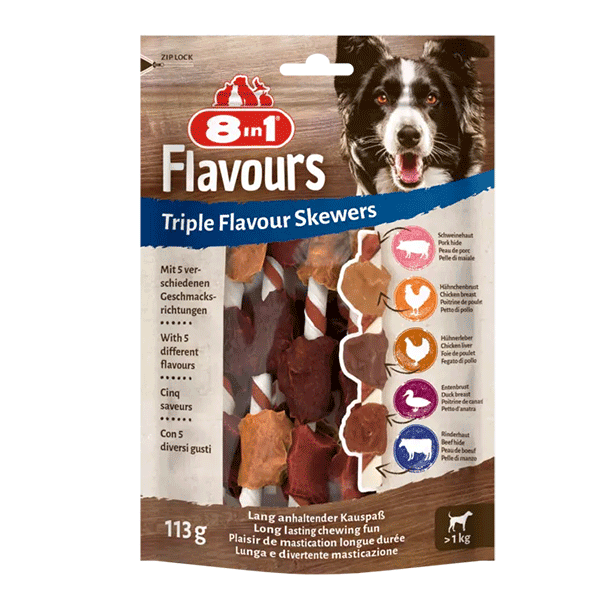 8in1 Flavours Trigubo skonio iešmeliai šunims, 6 vnt.