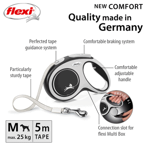 FLEXI pavadėlis šuniui New Comfort M juostinis 5m, juodas - papildoma nuotrauka 2