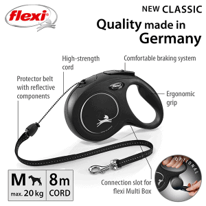 FLEXI pavadėlis šuniui New Classic M virvinis 8m, juodas - papildoma nuotrauka 2