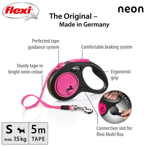 FLEXI pavadėlis šuniui New Neon S juostinis 5m, rožinis - papildoma nuotrauka 2