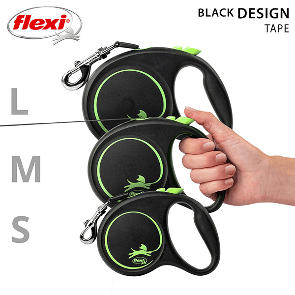 FLEXI pavadėlis šuniui Black Design L juostinis 5m, žalias - papildoma nuotrauka 4