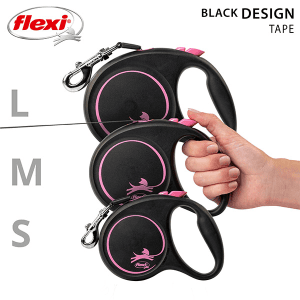 FLEXI pavadėlis šuniui Black Design S juostinis 5m, rožinis - papildoma nuotrauka 4
