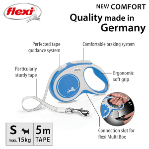 FLEXI pavadėlis šuniui New Comfort S juostinis 5m, žydras - papildoma nuotrauka 2