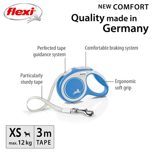 FLEXI pavadėlis šuniui New Comfort XS juostinis 3m, žydras - papildoma nuotrauka 2