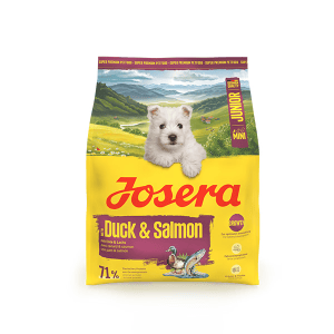 Josera MiniJunior Duck + Salmon sausas pašaras mažų veislių jauniems šunims su antiena ir lašiša, 900 g