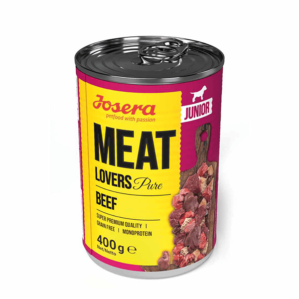 Josera Meat Lovers Junior Pure Beef konservuotas pašaras jauniems šunims su jautiena, 400 g