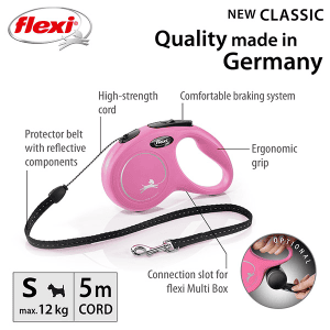 FLEXI pavadėlis šuniui New Classic S virvinis 5m, rožinis - papildoma nuotrauka 2
