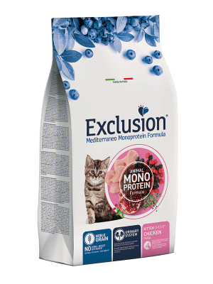 Exclusion Mediterraneo Monoprotein sausas pašaras kačiukams su vištiena, 1,5 kg