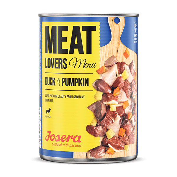 Josera Meat Lovers Menu Duck with Pumpkin konservuotas pašaras šunims su antiena ir moliūgais, 400 g