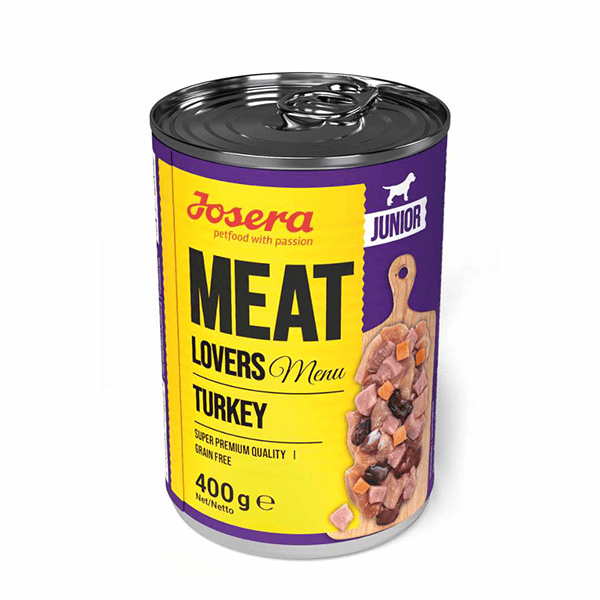 Josera Meat Lovers Junior Menu Turkey konservuotas pašaras jauniems šunims su kalakutiena, 400 g