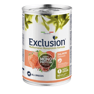 Exclusion Mono Protein Mediterraneo konservuotas pašaras šunims su lašiša, 400 g