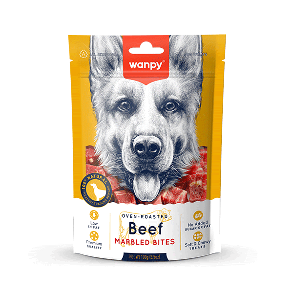 Wanpy skanėstas šunims, marmuriniai jautienos kąsneliai, 100 g