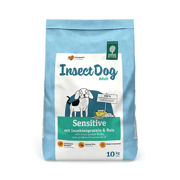 Green Petfood InsectDog Sensitive sausas pašaras šunims su vabzdžiais ir ryžiais, 10 kg