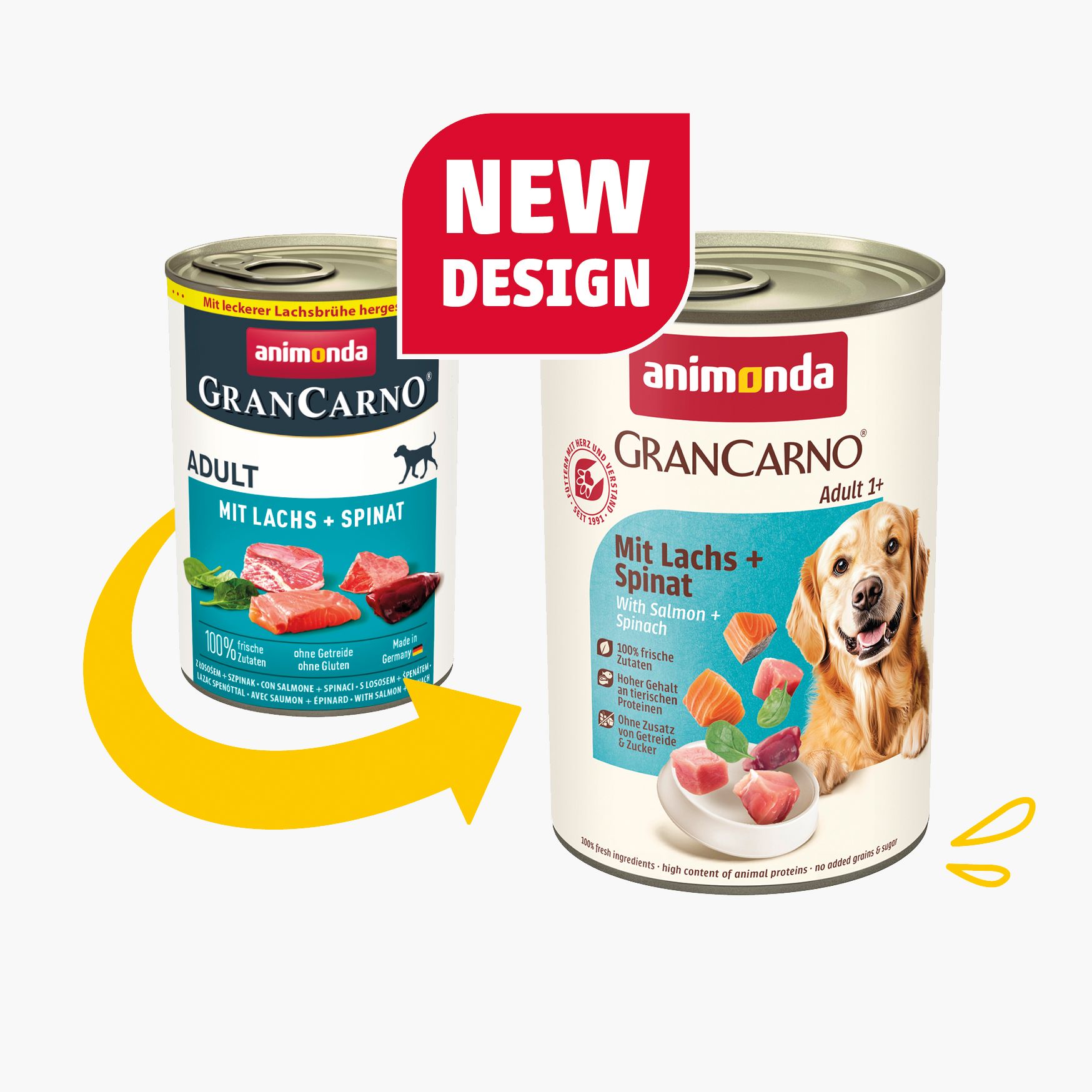 Animonda GranCarno Adult: konservai šunims su lašiša, praturtinta špinatais, 400g