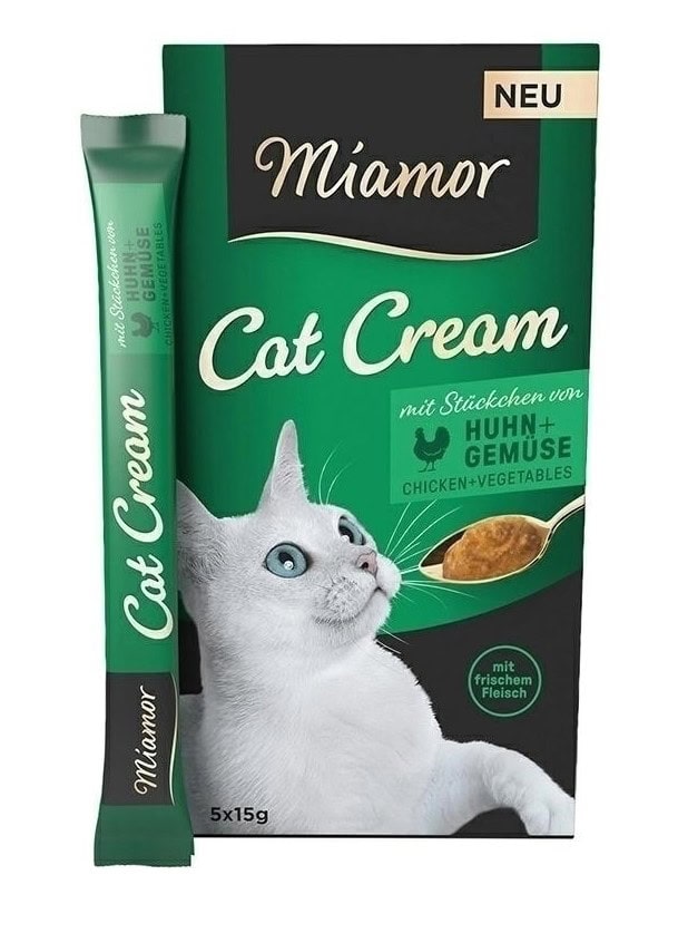 Miamor skanėstai katėms - vištienos ir daržovių kremas, 5*15 g, Miamor Cat Cream - papildoma nuotrauka 2