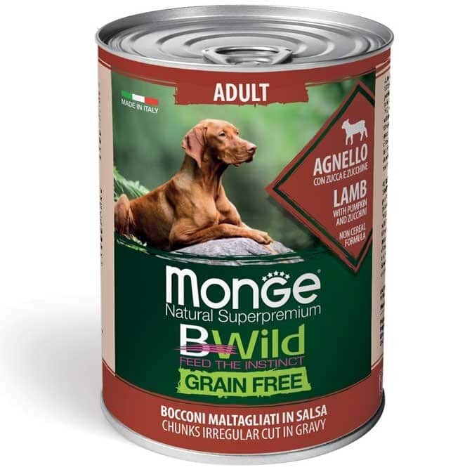 Monge BWild begrūdžiai konservai šunims su ėriena, moliūgu ir cukinija, 400 g - papildoma nuotrauka 2
