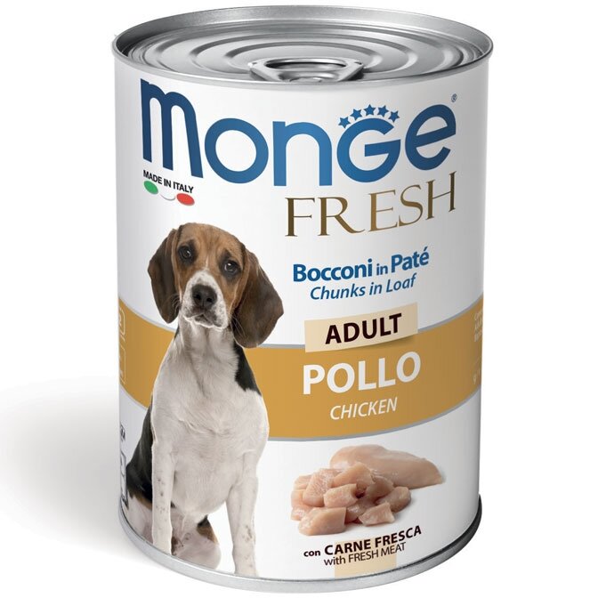 Monge Fresh Pate and chunkies Chicken - konservai šunims su vištienos gabaliukais, 400 g - papildoma nuotrauka 2