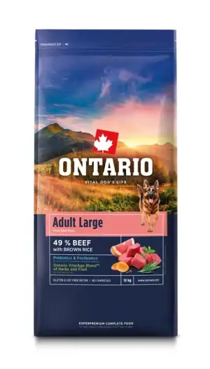 Ontario Adult Large Beef and Brown Rice, 12 kg, pašaras didelių veislių šunims su jautiena ir rudaisiais ryžiais - papildoma nuotrauka 2