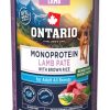 Ontario Monoproteino konservai šunims su ėriena ir rudaisiais ryžiais, 400 g