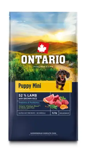 Ontario Puppy Mini Lamb and Brown Rice, 2,25 kg, pašaras jauniems mažų veislių šunims su ėriena ir rudaisiais ryžiais - papildoma nuotrauka 2
