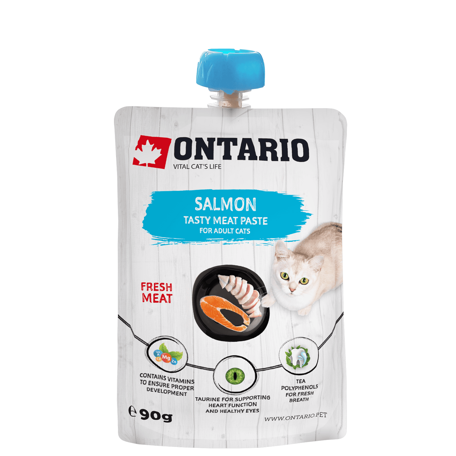 Pasta katėms su lašiša - Ontario Salmon Fresh Meat Paste, 90 g - papildoma nuotrauka 2