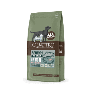 QUATTRO begrūdis visų veislių senjorų/dietinis šunų pašaras su balta žuvimi ir kriliu, 3kg - papildoma nuotrauka 2