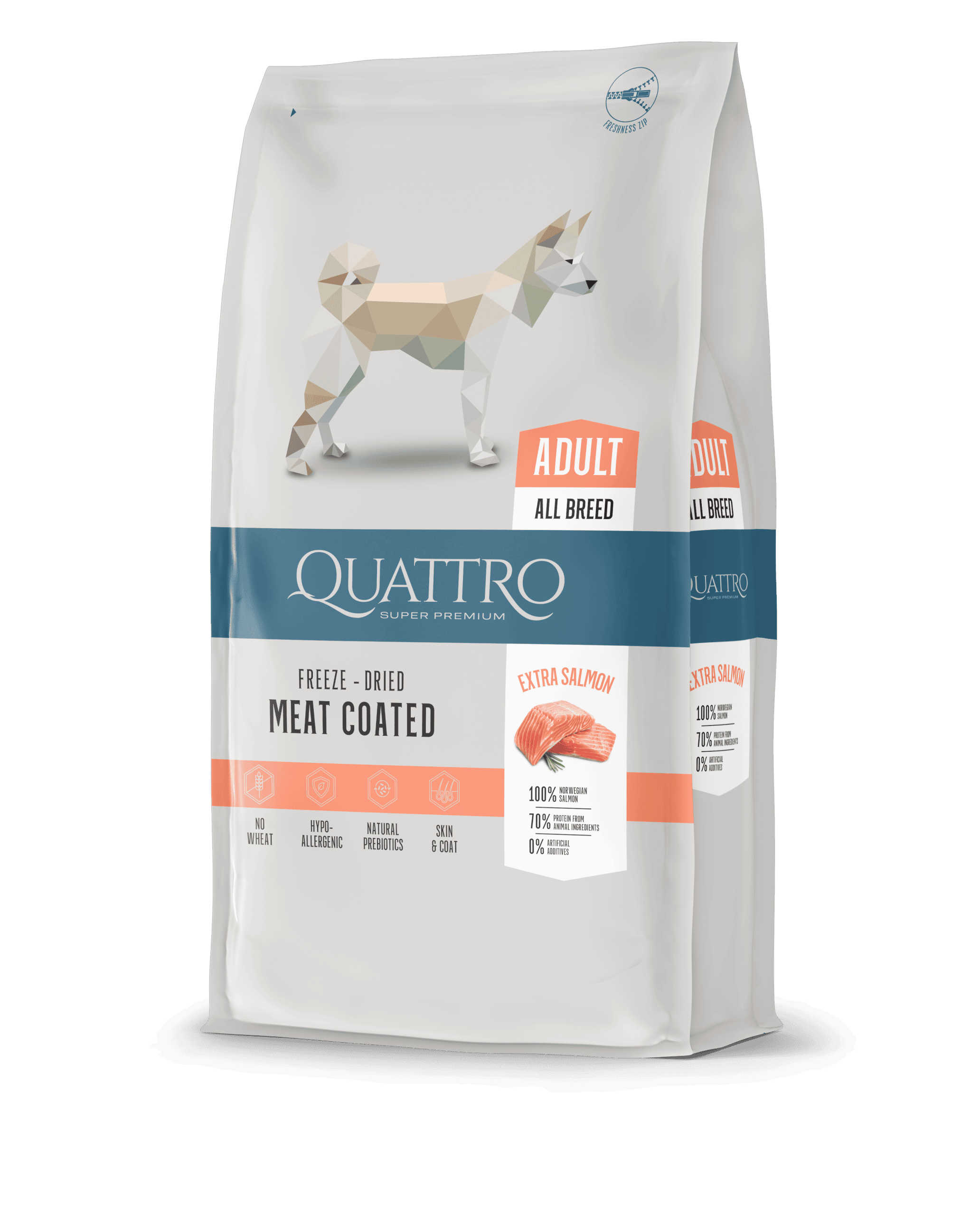 QUATTRO Extra Salmon su lašiša sausas šunų pašaras, 12kg - papildoma nuotrauka 2