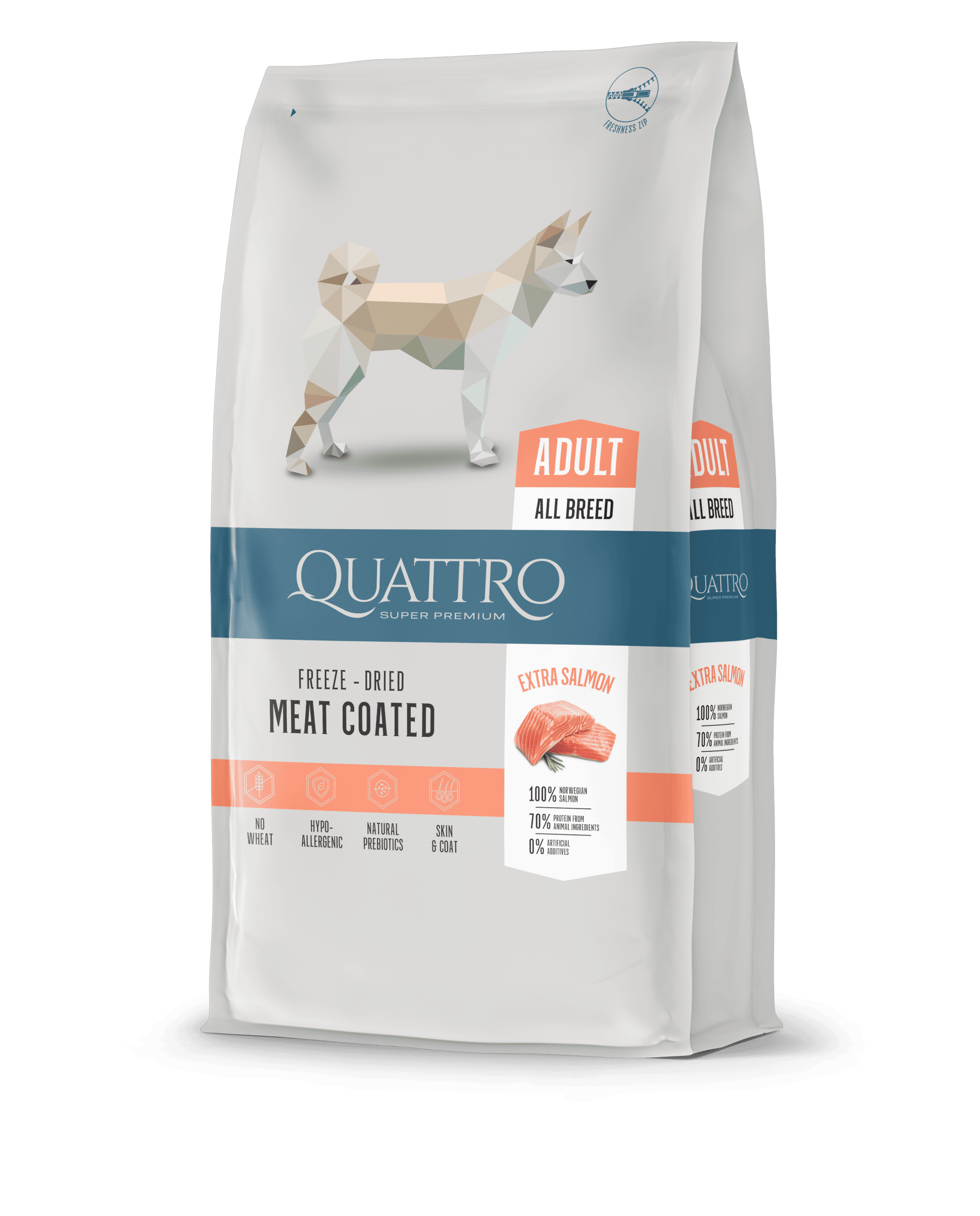 QUATTRO Extra Salmon su lašiša sausas šunų pašaras, 12kg