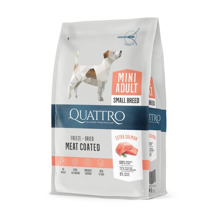 QUATTRO Mini Salmon su lašiša sausas mažų veislių šunų pašaras, 7kg - papildoma nuotrauka 2